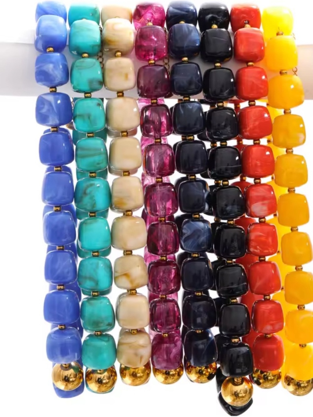 Colorful Dopamine Marbled Beaded Statement Necklace - Picture 4 of 4